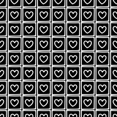 Seamless vector pattern. Black and white geometrical background with hand drawn decorative tribal elements. Print with ethnic, folk, traditional motifs. Graphic vector illustration.