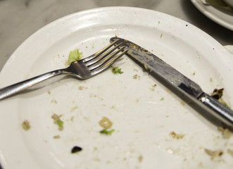 Empty plate of leftover food