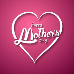 Happy Mother's Day Greeting Card. Lettering calligraphy inscription on heart vector illustration