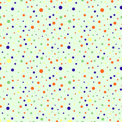 Seamless vector pattern with dots. Simple graphic design. Dotted colorful drawn background with little decorative elements. Print for wrapping, web backgrounds, fabric, decor, surface