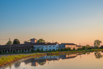 Fototapeta premium Tramonto nel Novarese, Casalvolone
