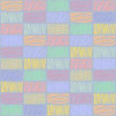 Seamless vector geometrical pattern with rhombus, squares. endless background with hand drawn textured geometric figures. Pastel Graphic illustration Template for wrapping, web backgrounds, wallpaper