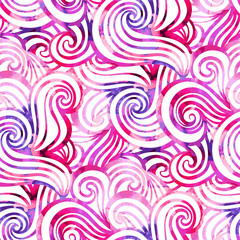 Seamless wave hand-drawn pattern, waves background.Can be used for wallpaper, pattern fills, web page background,surface textures.