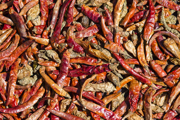 Red hot chili peppers background in Nepal