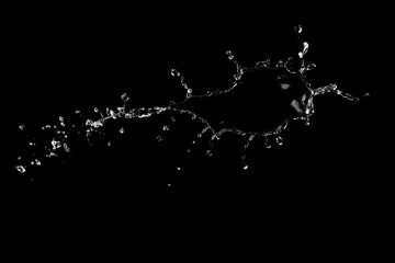 Water splash on black background