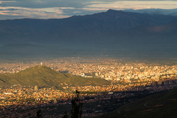 Sunrise on the Cochabamba valley in Bolivia