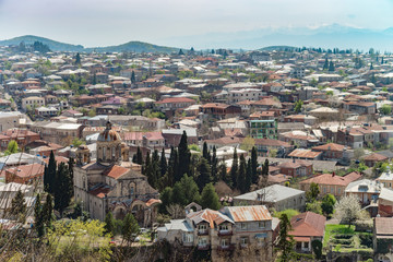 Panorama view on Kutaisi city, Georgia at the noon.Vivid image.