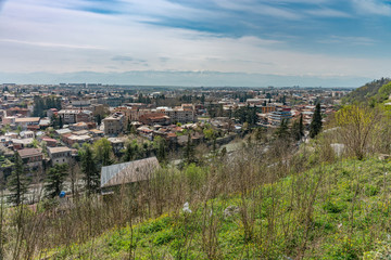 Panorama view on Kutaisi city, Georgia at the noon.Vivid image.