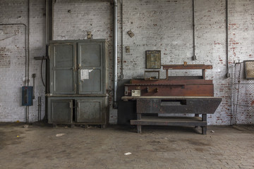 Work bench in an abandoned factory