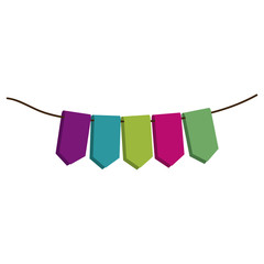 set of colored flags in a rope for decoration vector illustration