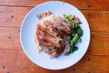 Stewed pork leg on rice