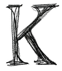 Handwritten sketch black Letter K