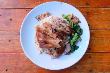 Stewed pork leg on rice