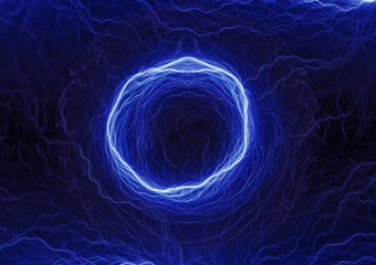 Blue electrical lightning, abstract power background