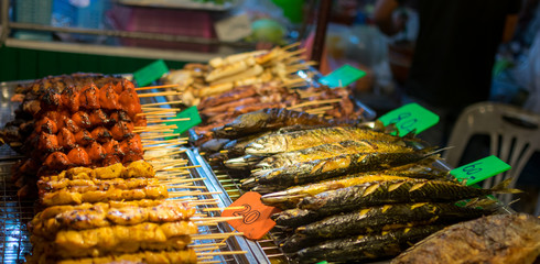 Street food in Thai hawker stall