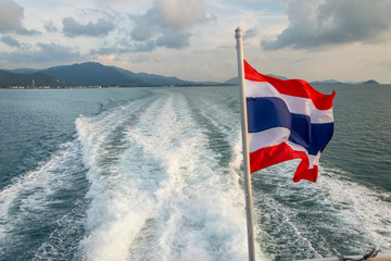 Flag of Thailand on the boat