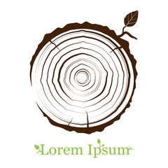 cross section of the trunk with tree rings. Wood sign icon. Tree growth rings. flat icon. Vector illustration. Logo.