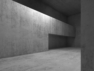 Doorway in gray concrete walls, 3d render