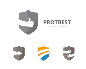 Vector of shield and like logo combination. Security and best symbol or icon. Unique protect and lawyer logotype design template.