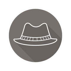 Homburg hat flat linear long shadow icon