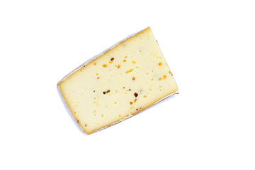Slices French traditional cheese isolate on white background