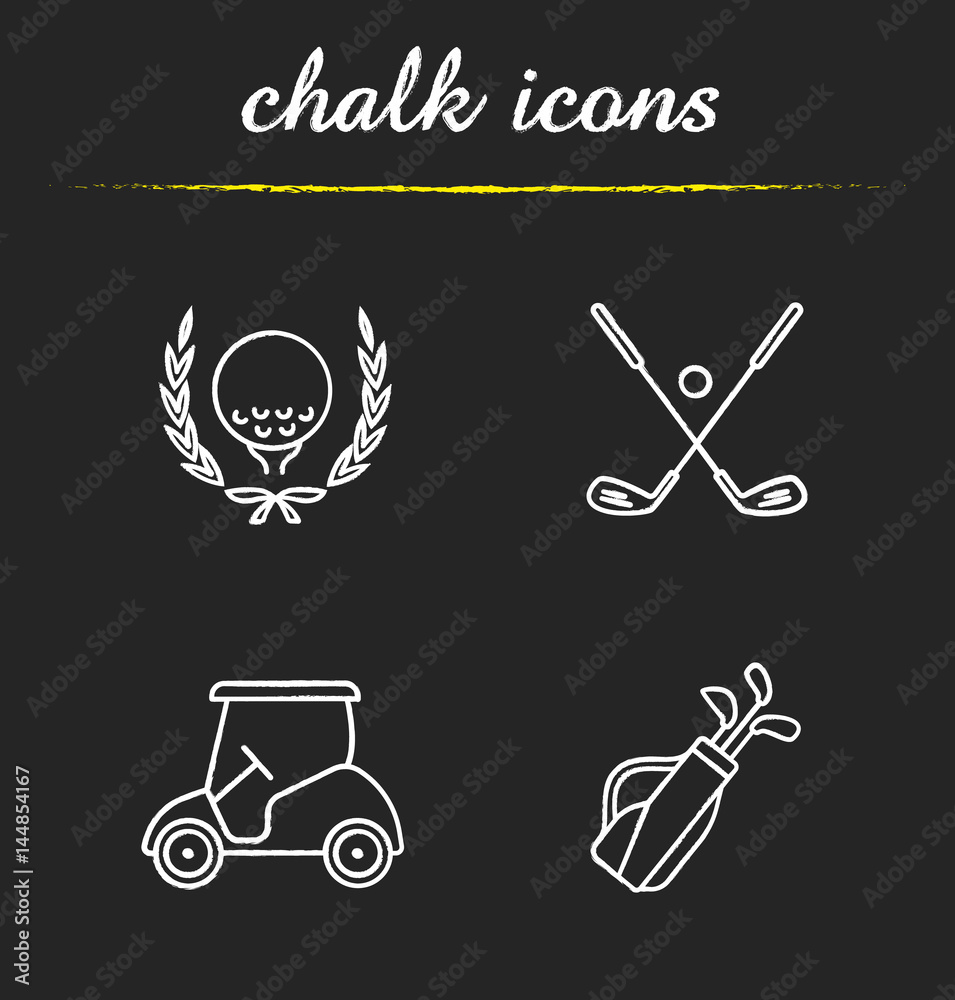 Sticker Golf championship chalk icons set