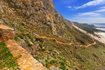 Trail to the Balos beach on Crete, Greece