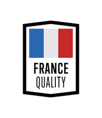 France quality label for products vector illustration isolated on white background. Square exporting stamp with french flag, certificate element