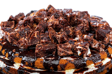 Chocolate cake isolated on a white background