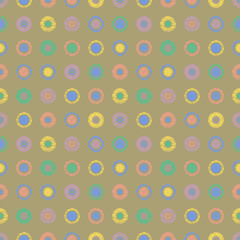 Seamless vector geometrical pattern with circles pastel endless background with hand drawn textured geometric figures. Graphic illustration, print for wrapping, background, cover, surface