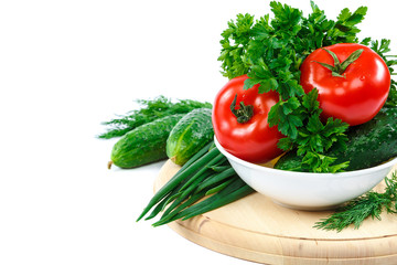 Fresh vegetables isolated on a white background