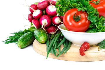 Fresh vegetables isolated on a white background