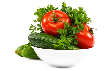 Fresh vegetables isolated on a white background