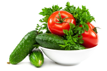 Fresh vegetables isolated on a white background