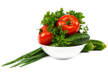 Fresh vegetables isolated on a white background