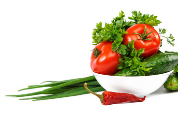 Fresh vegetables isolated on a white background