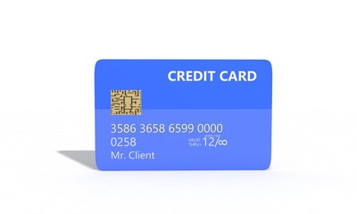 Credit card on white, 3d render