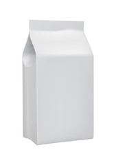 Blank white 3d model take away product package isolated on white background vector illustration. Packaging design element for branding.