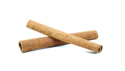 Cinnamon on white background.