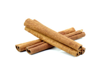 Cinnamon on white background.