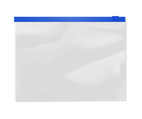 Empty transparent plastic zipper slider bag isolated on white background vector illustration. Packaging design element © studioworkstock