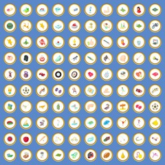 100 activity icons set cartoon vector