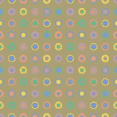 Seamless vector geometrical pattern with circles pastel endless background with hand drawn textured geometric figures. Graphic illustration, print for wrapping, background, cover, surface