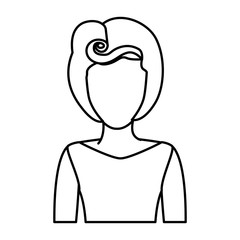silhouette drawing of faceless half body woman with eighties hairstyle vector illustration