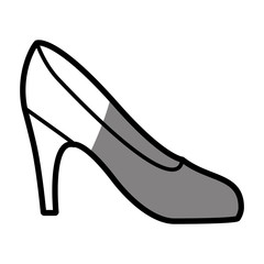 silhouette shading drawing of high heel shoe vector illustration