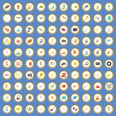 100 interests icons set cartoon vector