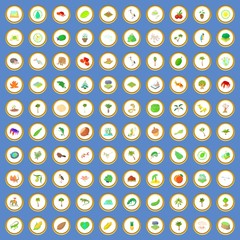 100 nature icons set cartoon vector