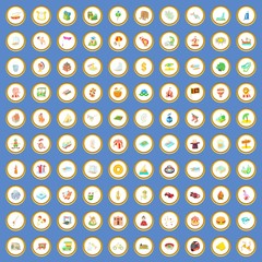 100 tourism icons set cartoon vector