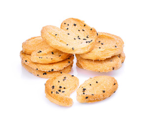 biscuit with black sesame isolated on white background