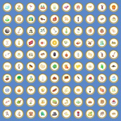 100 world icons set cartoon vector